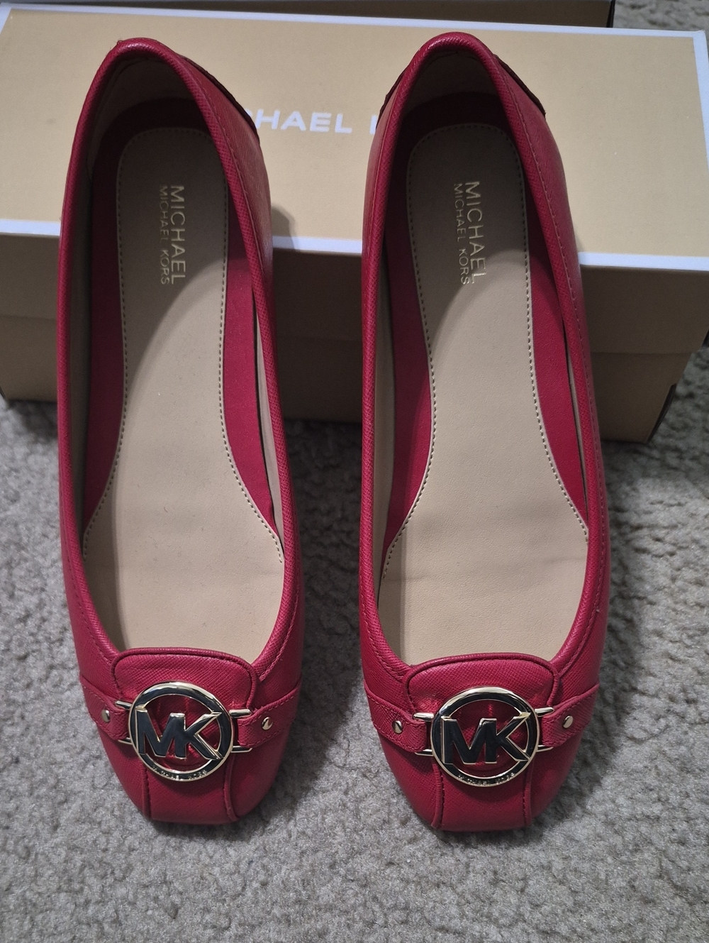 Michael Kors Pink Leather MK Logo Ballet Flats